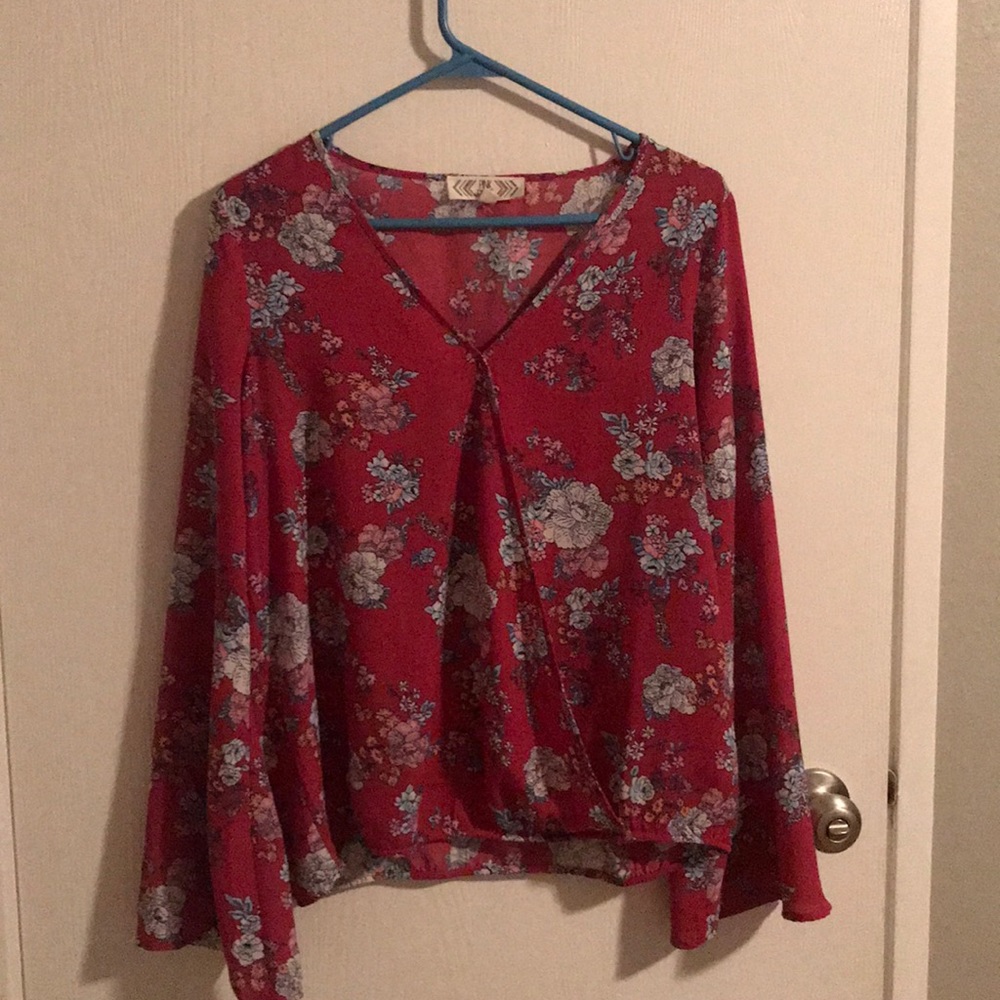 Pink Rose Floral Blouse